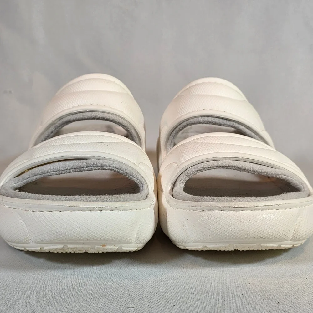 Crocs Classic Cozzzy Overpuff Chalk White Sandal Mens 10 Lined Dual Strap Slides